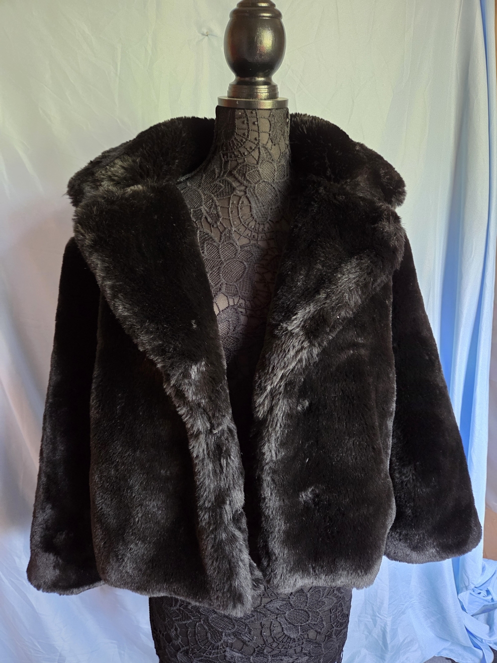Victoria's Secret Black Plush Faux Fur Teddy Coat